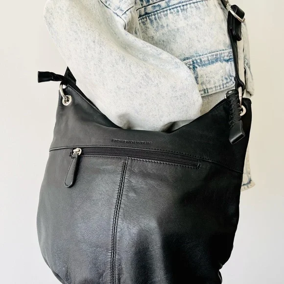 Stone Mountain Black Leather  Crossbody Bag - Picture 3 of 15